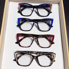 4-Piece Blue Light Glasses Women Set | Unisex Minimalist Style | Ideal For Reading & Computer Use | Multiple Color Combinations | Stylish Fashion Accessories For All Occasions Large-Frame Glasses