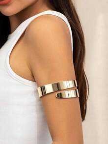 1 قطعة أسورة ذراع ذات تصميم بسيط وأملس متقاطع، قابلة للتعديل، إكسسوار متعدد الاستخدامات لطراز الهيب هوب