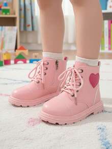 1 Paio di Stivali Rosa Alla Moda e Carini per Bambine/Ragazze, Colore Unito Stile Equestre Semplice, Design con Punta Tonda e Cerniera Laterale per Indossare Facilmente, Realizzati in Pelle PU di Qualità con Fodera Morbida, Suola Spessa e Morbida, Adatti per Ragazze dai 3 ai 15 Anni per Uso Quotidiano, Uscite, Feste, Vacanze, Autunno/Inverno Nuovi