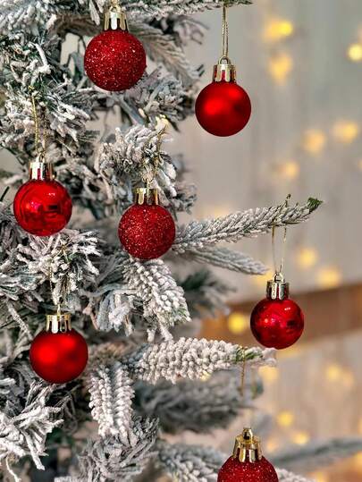 Mini 3CM Red Plastic Shatterproof Christmas Balls, Christmas Tree Decoration Pendant Small Balls, DIY Christmas Wreath Decoration Balls, Holiday Party Decoration Decorative Gifts, Bright Balls, Home Fireplace Decorations, Stair Railings, Door Decorations, Christmas Ball Ornaments, Festival Hanging Balls