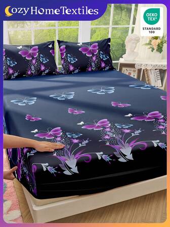 1件柔软舒适的床垫保护套，含床笠，床上用品套装，情人节礼物，卡通爱心和几何图案，适用于单人床、双人床、大号床、特大号床，家居装饰，可机洗，通过Oeko-Tex认证