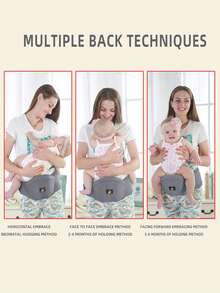 rooya baby Lightweight 4-Season Dual-Use Single Seat Baby Waist Stool, Infant Carrier Backpack, Front Carry Wrap, Suitable For Outdoor & Daily Use - Grey - View 8