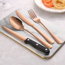 Rose Gold 48 Pieces Silverware Sets With Steak Knives Service For 8 Persons,Stainless Steel Tableware Eating Utensils Set,Knife And Spoon Fork Flatware Sets For Restaurant And Hotel - Hoa hồng vàng - Xem 2