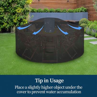 1pc Outdoor Furniture Cover Patio Table Cover Waterproof Garden Cover Round Furniture Protector Furniture Rain Cover, Heavy-Duty Round Patio Table Cover For Outdoor Chair Set, Multi-Size Waterproof Dustproof Anti-UV Snowproof Cover