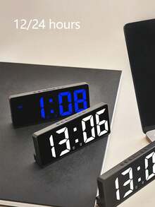 1pc New 2-In-1 Alarm Clock, Large LED Display, Digital Clock, 5-Level Brightness Adjustment, Voice Control Function In Battery Mode, 3 AAA Batteries (Not Included), Suitable For Living Room And Bedroom Decor, Great Christmas And Halloween Gift