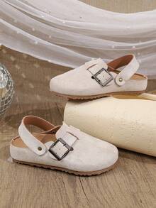 女童/儿童时尚一脚蹬平底穆勒鞋，适合所有季节