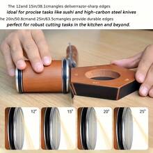 Professional Grade 5-Angle (12°/15°/17°/19°/22°) Kitchen Knife Sharpener Set With Diamond And Ceramic Abrasives, Heavy Duty Rolling Blade Sharpening System, No Assembly Required - Suitable For Sushi/Chef Knives, Best Christmas Gift - màu nâu - Xem 4