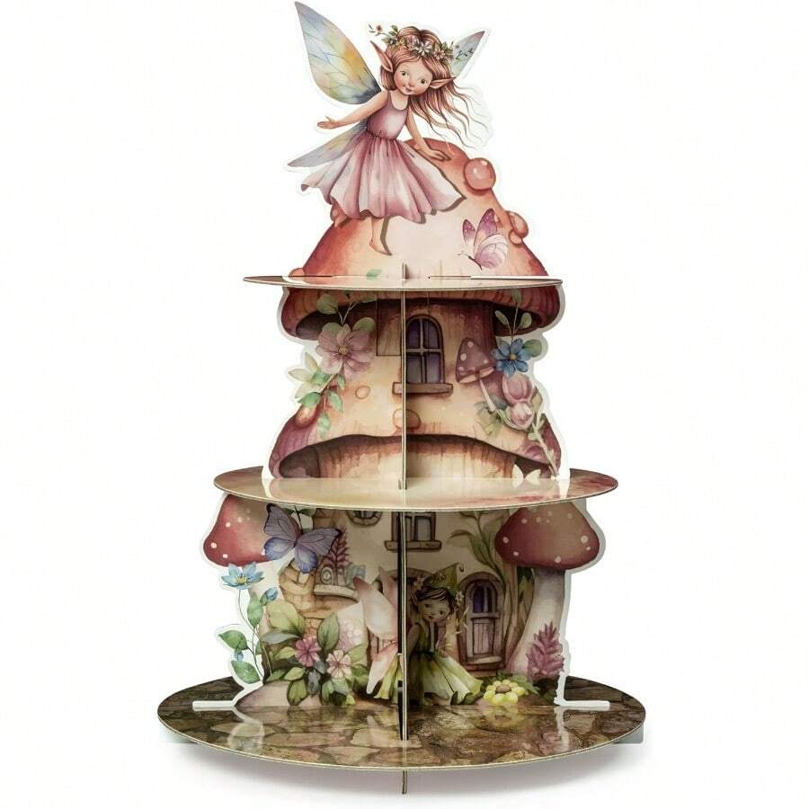 D3 Tier Cupcake Stand Pink Fairy - PinkFairy - View 1
