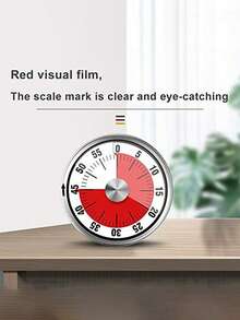 1 st mekanisk timer med magnetisk baksida, kökstimer, matlagningstimer, rund timer i rostfritt stål, matlagningsklocka med 60 minuters nedräkning, inget batteri krävs, påminnelse för kökstidtagning, lämplig för kök, matlagning, gym, klassrum, kontor, restaurang, bakning etc.