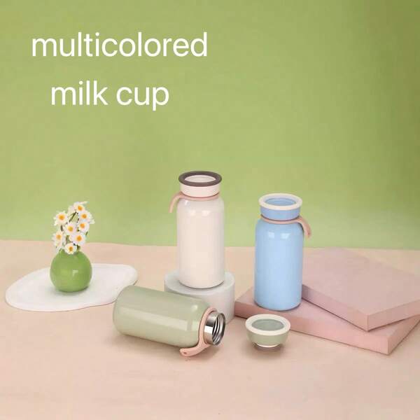 Mini Vakuumisolierte Wasserflasche, Tasse, tragbare taschengroße Wasserflasche, ausgestattet mit einziehbarem Tragegriff, isolierte Vakuumflasche, geeignet für Reisen, Gym, Outdoor, flacher Boden, Getränkehalter im Auto, Geburtstags- und Feiertagsgeschenke, süßer Cartoon-Stil kleine und kreative doppelwandige Edelstahl isolierte Heiß- und Kaltgetränkeflasche, modisches Paar-Geschenk Tasse, tragbare Sommersport-Begleittasse