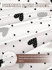 2/3pcs Printed Fitted Sheet Set, Bedding, Bed Sheets Set, Christmas Decorations, Soft And Comfortable Bedding, Skin-Friendly Bed Cover Set, Hallowen Decor, Fall Decor, Mattress Protector For Bedroom, Room Decor, For All Season, Fits Twin Full King Queen Size Bed, 1 Fitted Sheet And 2 Pillowcases, Machine Washable - Full Of Love - View 7