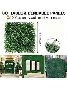 1/10 Pieces Of 25X25cm Artificial Milan Lawn, Eucalyptus Green Plant Background Wall, Simulated Plastic Plant Carpet, Home And Wedding Decoration
