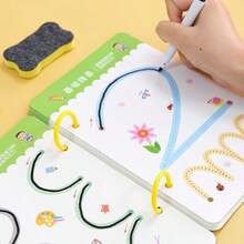 47 Seiten zum Zeichnen: Kalligraphie-Übungsbuch für Kinder, inklusive 4 löschbaren Stiften und 1 Radiergummi - mit Buchstaben, Zahlen, Nachspuren und Malaktivitäten, geeignet für Vorschule bis Grundschule - Schul-Stationery-Set, inklusive Unterrichts- und Familien-Bildungsanleitungen, mit rutschfestem Stiftgriff