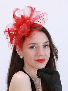 1pc Women Fascinators Hair Accessories Headband Felt Hat Flower Mesh Ribbons Artificial Feathers Hair Clip Veil Fascinator For Wedding Cocktail Tea Party Accessories Hat Halloween Hair Accessories Hat