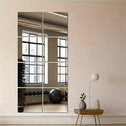 12pcs/8pcs/4pcs/2pcs Classic Style Frameless Wall Mirror Tiles, Full Body Mirror Stick On Dormitory Wardrobe Mirrors, DIY Assembly For Home Gym, Bedroom Wall Installation Best Gifts Valentine Day Birthday Graduation Home Bathroom Decor Fall Decor Makeup Organizer Bathroom Accessories Back To School