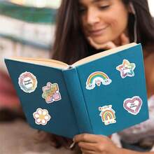 50 hojas/paquete Pegatinas arcoíris respirables para portátiles, guitarras, fundas de teléfono y libros - Pegatinas decorativas que se pueden usar como regalo de vacaciones