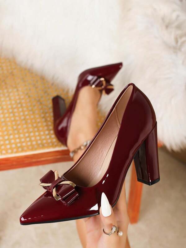 Burgunderrote Pumps in Große Größen mit spitzer Zehenkappe und Plateauabsatz, elegante und bequeme High Heels für Frauen, geeignet für formelle Anlässe, Partys, Arbeit, Hochzeiten