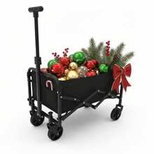 Portable Heavy Duty Wagon Cart – Foldable Collapsible Utility Cart With All-Terrain Wheels For Beach, Shopping & Sports (Black) - 黑色 - 查看 10