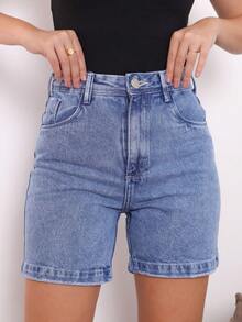Women's Short Mom Jeans, Tailored, Pocketed, Dressy, Casual - 中等水洗藍 - 查看 12