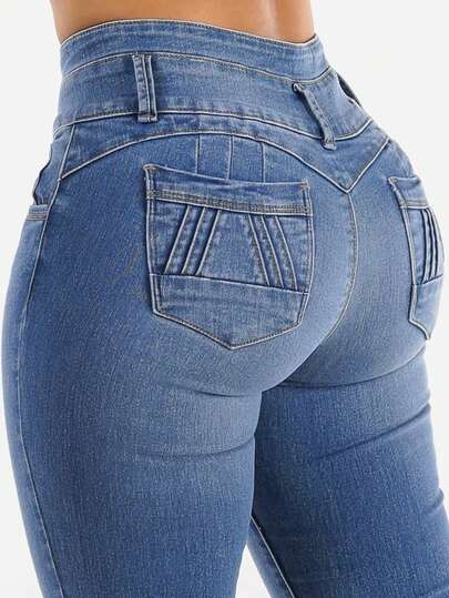 Women's Solid Skinny Casual Jeans With Pockets, New Styles For Halloween And Christmas