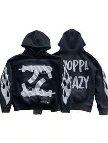 Y2K MP5 Hoodie Retro High Streetwear Mens Harajuku Gothic Punk For Men And Women New For Autumn/Winter Winter Sportswear Street - 黑色 - 查看 1