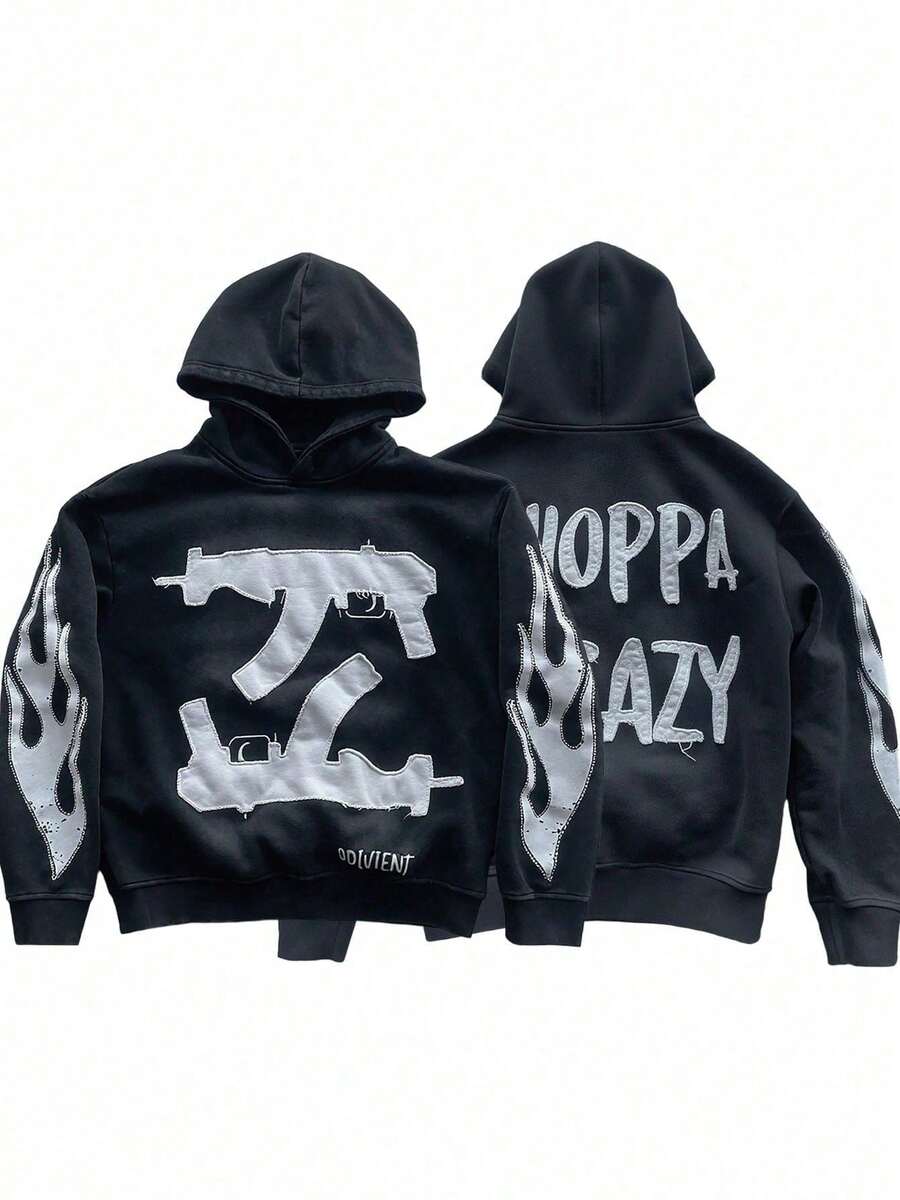 Y2K MP5 Hoodie Retro High Streetwear Mens Harajuku Gothic Punk For Men And Women New For Autumn/Winter Winter Sportswear Street - 黑色 - 查看 1