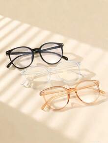 3pcs/2pcs/1pc Women's Daily Multipurpose Lightweight Transparent Non-Prescription Glasses Accessories - Black Transparent Tea - View 10