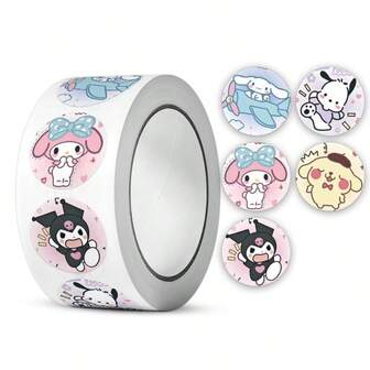 Rollo de pegatinas de Kuromi, rollo de pegatinas, pegatinas de Sanrio Melody, pegatinas con diseño de niña, pegatinas de recompensa para jardín de infantes, pegatinas decorativas, pegatinas de estilo lindo, proceso de impresión de pegatinas