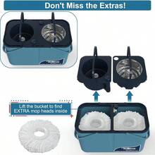 Spin Mop And BucketMop Bucket With Separates Dirty And Clean Water 4Chamber Mop And Bucket With Wringer Set For Home Best Household Cleaning Tools With 6 Replacement Mop Heads 4X Wheel - 196810431102 - 查看 2