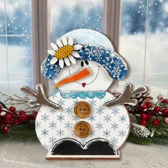 1件圣诞节木制桌面装饰摆件家居装饰圣诞雪人木制创意装饰摆件适合圣诞节家居桌面装饰摆件节日礼物