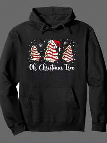 Oh Christmas Tree Cakes Debbie Funny Christmas Snack Cake Pullover Hoodie Christmas Black 300gsm Cotton Long Sleeve Casual Hoodie, Holiday Sweatshirt, Seasonal Fashion, Playful Design, Festive Pullover, Durable Material, Soft Fabric, Pullover Sweatshirt, Hooded Sweatshirt, Holiday Shoppers, Gift For Him,Fall Hoodies,Men's Fall Clothes,Street Wear,Halloween,Mens Hoodies,Y2k Clothes,Jesus Hoodie,Thanksgiving Day,Nightmare Before Christmas,Christmas - Black - View 1