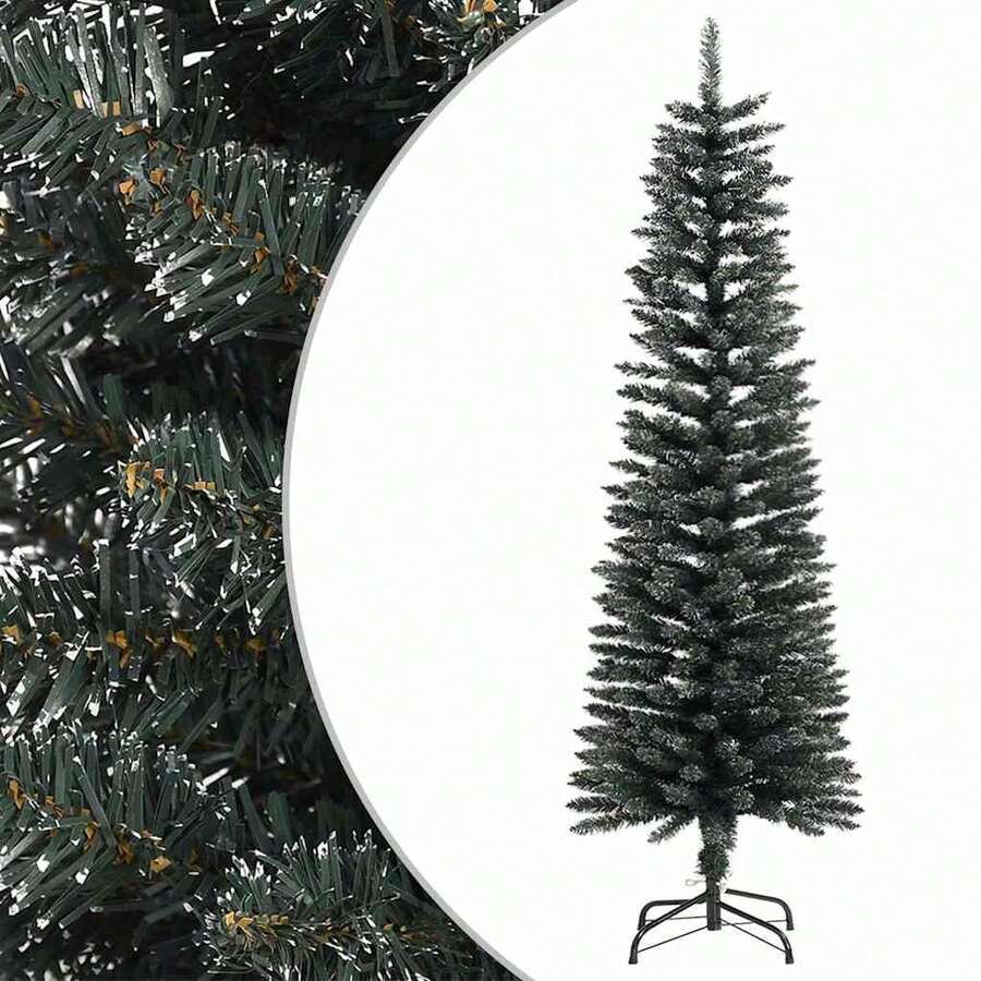 vidaXL Künstlicher Weihnachtsbaum Mit Ständer, Schlank, Grün, 150 Cm, PVC - Grey - View 1