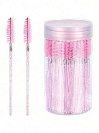 100/70/50PCS Eyelash Brushes, Mascara Wands With Container, Bendable Disposable Eyebrow Spoolies, Lash Brush For Lash Extensions, Eyebrow Spoolie, Castor Oil Brushes (Not All Sku Are In Bottle) (Multiple Colors Available)