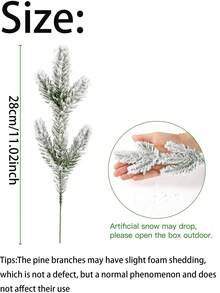 10/20 piezas Ramas de pino artificiales con escarcha realistas y duraderas, ramas de pino falsas para manualidades DIY, guirnaldas, coronas, decoración de árboles de Navidad, para decoración de fiestas de Navidad, bodas, cumpleaños, centros de mesa, oficina, regalos y decoración del hogar