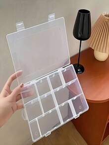 Caja de almacenamiento de plástico transparente con 3/6/12 compartimentos y tapa, organizador portátil para cuentas, juguetes, herramientas, joyas