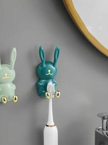 1 Stück Kaninchen-förmiger Wandhaken ohne Bohren, Zahnbürstenhalter für das Badezimmer, multifunktionaler Klebehaken - Verschiedenfarbig - Übersicht 3