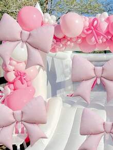 2pcs Giant Pink Bow Foil Balloon, Party Birthday Baby Shower Bridal Engagement Wedding Decorations Party Supplies, Also Suitable For Wedding Backdrop Decorations, Valentine's Day Home Decorations, And Valentine's Day Gifts.
