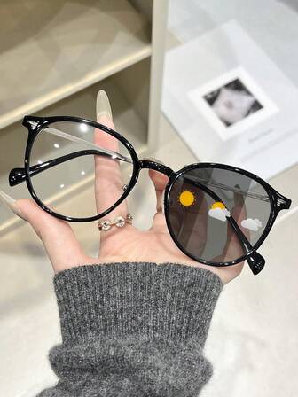 1 件女士经典椭圆形框架时尚变色眼镜，适合海滩派对露营和徒步旅行阅读服装配饰太阳镜海滩配饰女士海滩配饰眼镜太阳镜基础款秋冬女士服装商务休闲礼物，适合夏季海滩度假、户外、旅行