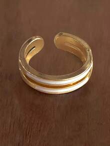1pc Fashion Simple Elegant Design Candy Color Glaze Adjustable Open Ring, Versatile For Ladies Daily Wearing, Party Accessory, Gift - Yellow Gold - View 12