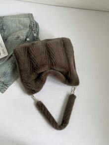 Fluffy Tote Bag Winter Fuzzy Purses For Women Faux Fur Purse Soft Furry Handbag Plush Crossbody Bags