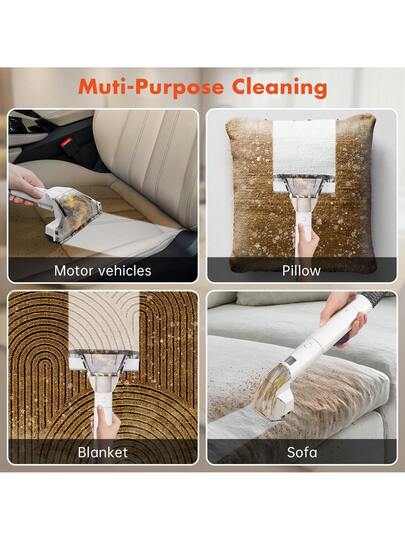 Portable Tapijt Cleaner Machine, Powerful Deep Stain Cleaning Couch, Pets, Car Seats, Upholstery Furniture, Spot Dual Size Brushhead (White), Stofzuiger Cleaner, Carpet/Sofa view 4