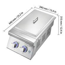 Double Grilling Side Burners, 2 X 17,000BTU Liquid Propane Side Burner For Outdoor Kitchen, Convertible To Natural Gas, 304 Stainless Steel Built-In Double Burners With LED For BBQ Grill Island - Inclined Model 2 Furnaces - View 10