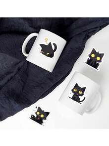 100pcs Cartoon Black Cat Family Cat Stickers, Cute Cat Diy Journal Computer Water Cup Tablet Waterproof Stickers