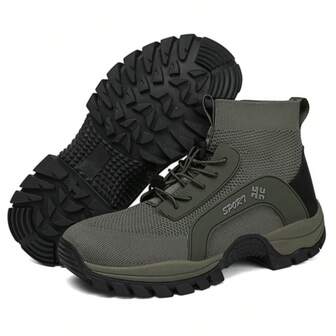 Outdoor Hiking Shoes, Wear-Resistant, Breathable High Top Hiking Boots, Men's And Women's Lightweight Off-Road Hunting Riding Shoes, Woven Work Boots, Motorcycle Shoes