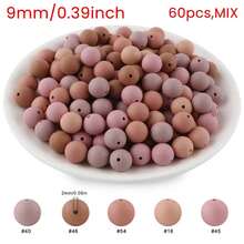 60个15mm/12mm/9mm硅胶珠组合，有黑色、红色、蓝色、粉色、黄色、绿色、橙色、棕色、紫色等组合可选，适用于手工DIY制作、钥匙扣配件等 - 彩色 - 查看 36