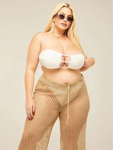 Plus Size Beach Cover-Up Women's Fishnet Knit Summer Holiday Beach Pants - Cát - Xem 4