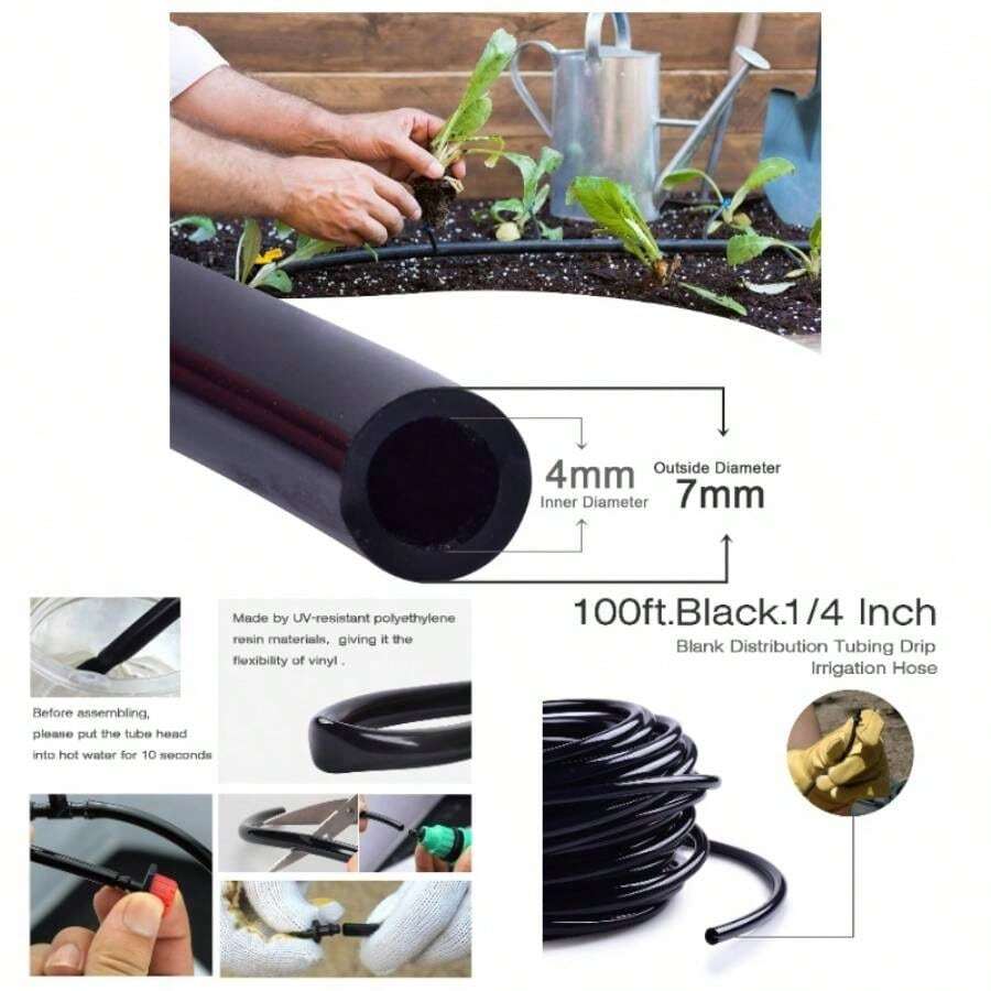 1/4 Inch Blank Distribution Tubing Drip Irrigation Hose, 50ft Roll - 100 Feet - View 1