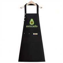 Unisex Adjustable Apron With Multiple Pockets - Polyester, Non- Fabric, Lightweight 140g/M² - Ideal For Cooking, BBQ, Baristas & Kitchen Use - Stylish Black Chef Apron With Fruit Design, Grill Accessorie - Bơ 012 - Xem 8