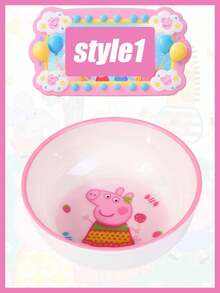 Peppa Pig Household Anti-Drop And Heat-Resistant Plates, Special Bowls For Eating, New Spoons, Compartments Plates, Cups Of Rice, Complete Sets Of Bowls And Spoons - Multicolor - View 4