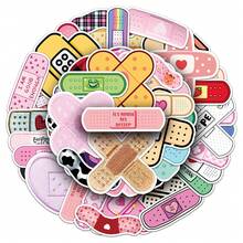 50Pcs Cute Cartoon Bandaids Aesthetic Stickers Pack Dopamine Style Kawaii Bandages Scrapbook Stickers Bandages Decoration Vinly Waterproof Stickers For Water Bottle,Computer,Laptop,Phone,Luggage,Notebook,Fridge